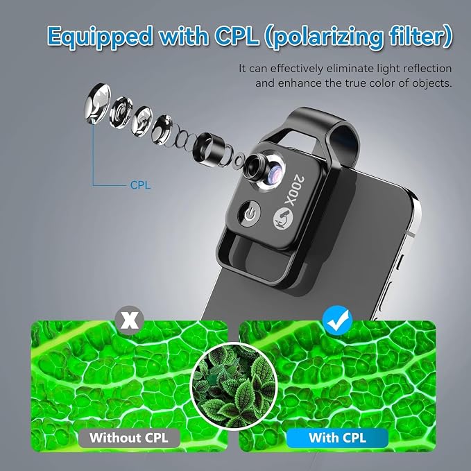 APEXEL 200X Phone Microscope Lens, Nano Zoom Phone Micro Lens - Image 3