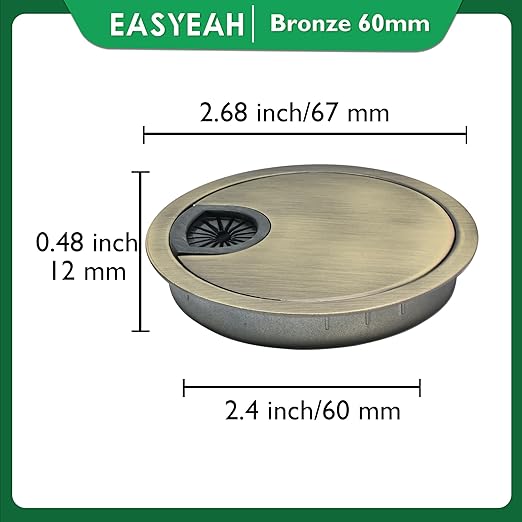 2 Pcs Desk Grommet 2-3/8" / 60 mm, Desk Cord Hole Cover, Cable Grommet Metal - Image 8