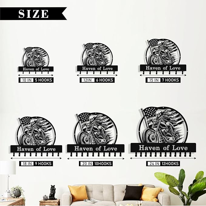Personalized Skull Motocycle Key Holder Wall Mount, Custom Metal Key Rack Key - Image 6
