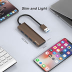 USB Hub, USB 3.0 Hub Aluminum Alloy Ultra Slim USB Splitter, Portable 4 Port - Image 7