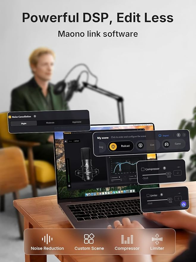 MAONO XLR/USB Condenser Microphone: 192kHz/24Bit Plug & Play PC Computer - Image 5