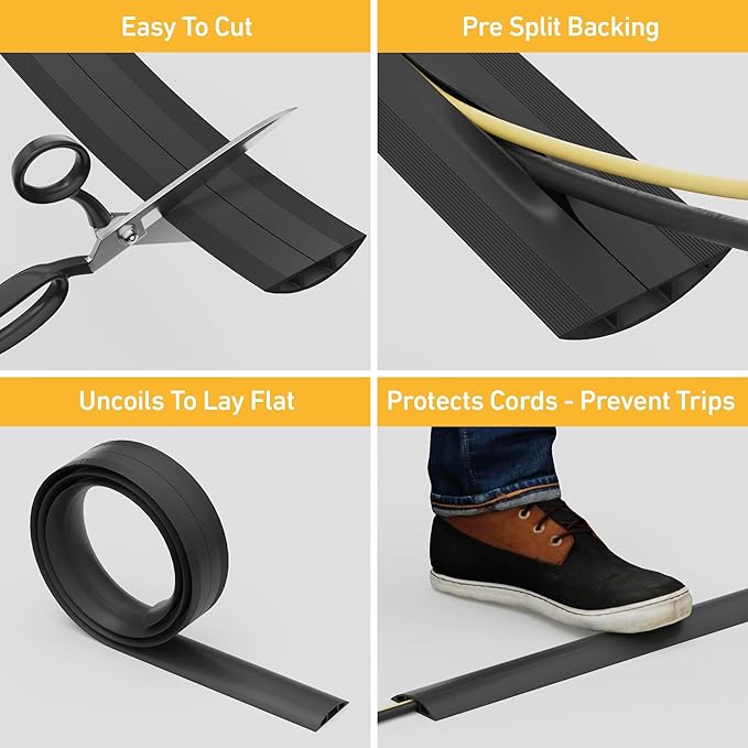 D-Line 30ft Floor Cord Cover, Floor Cable Protector, Extension Cord Cover - Image 2