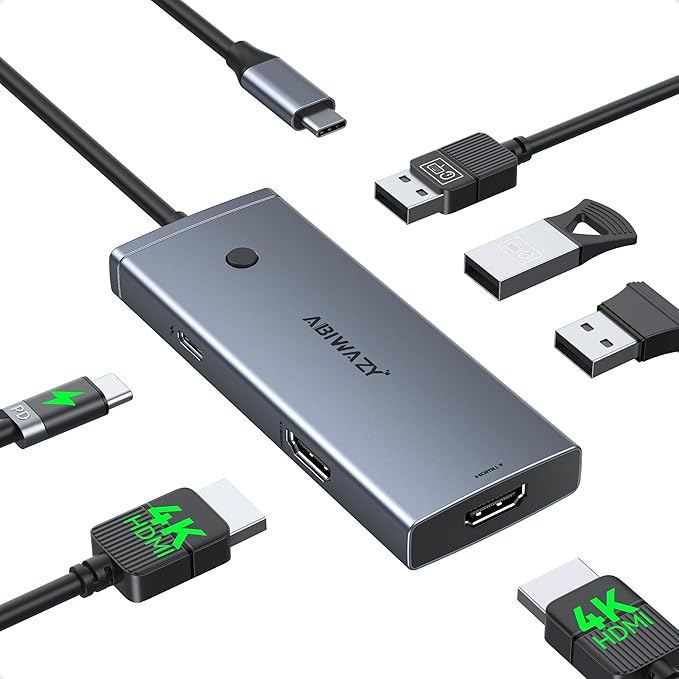 Docking Station USB C to Dual HDMI Adapter, USBC Hub Dual hdmi Monitors by ABIWAZY