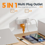 Multi Plug Outlet Splitter, TESSAN Surge Protector Wall Plug Splitter - Image 2