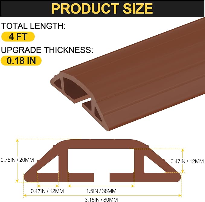 MYFAMIREA 4FT Floor Cord Cover Heavy Duty Cable Cover Protector - Image 2