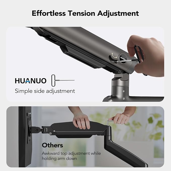 HUANUO Dual Monitor Arm for 13-49" Ultrawide Screens up to 40 lbs, Heavy Duty - Image 6