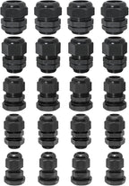 20 Pcs Nylon Cable Gland Kit, IP68 Waterproof Adjustable Cord Grip Cable by Bonsicoky