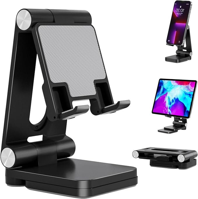 Folding Cell Phone Stand, Laptop Stand, Adjustable Height and Angle Foldable by Fanlory
