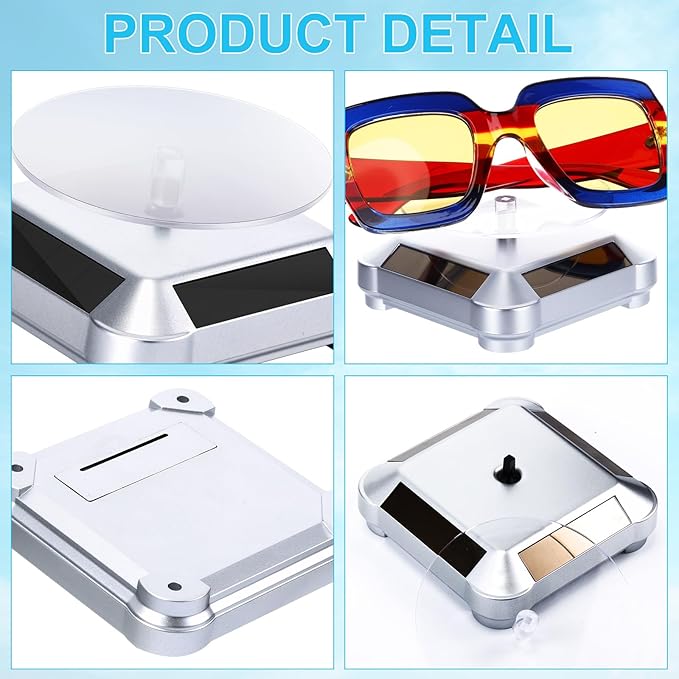 Xuhal 8 Pcs Solar Rotating Stand Turntable Battery Powered Double Use Solar - Image 7