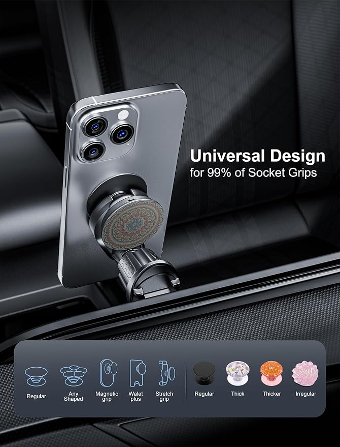TOPGO Socket Car Phone Mount, Grip Air Vent Car Phone Holder, Compatible - Image 3