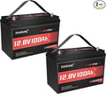 2 Packs 12V 100Ah LiFePO4 Lithium Battery, Built in 100A BMS, 1280W Power Output by Dumfume