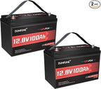 2 Packs 12V 100Ah LiFePO4 Lithium Battery, Built in 100A BMS, 1280W Power Output by Dumfume