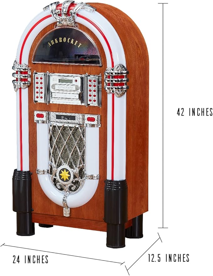 Arkrocket Taurus II Mid-Size Jukebox Entertainment Center Bluetooth Vinyl - Image 3