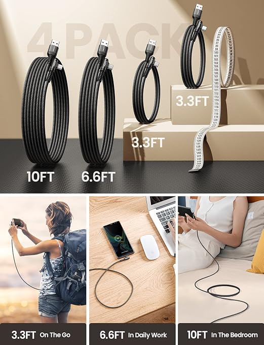 AINOPE USB Type C Cable 3.1A Fast Charging USB to USB C Cable, Nylon Braided - Image 6