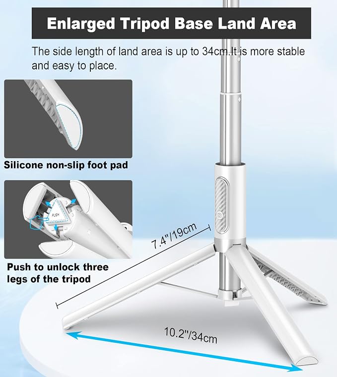TONEOF 67" Travel Tripod, Selfie Stick, All-in-1 Phone Stand - Image 5