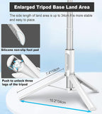 TONEOF 67" Travel Tripod, Selfie Stick, All-in-1 Phone Stand - Image 5