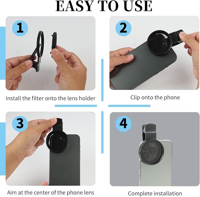 52mm CPL Filter for Phone Camera Clip Kit, Universal Phone Polarizing Filter - Image 5
