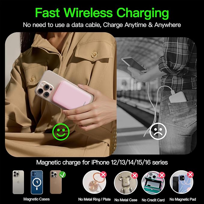 2025 Magnetic 15W Power Bank for iPhone, 5000mAh Magsafe Battery Pack - Image 5
