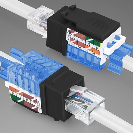 Everest 45° Angled RJ45 Cat5e Keystone Jacks 20-Pack in Black - Image 8