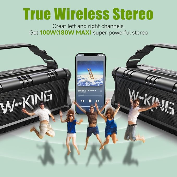 W-KING Bluetooth Speaker, 90W Max Loud Portable Speakers Bluetooth Wireless - Image 4