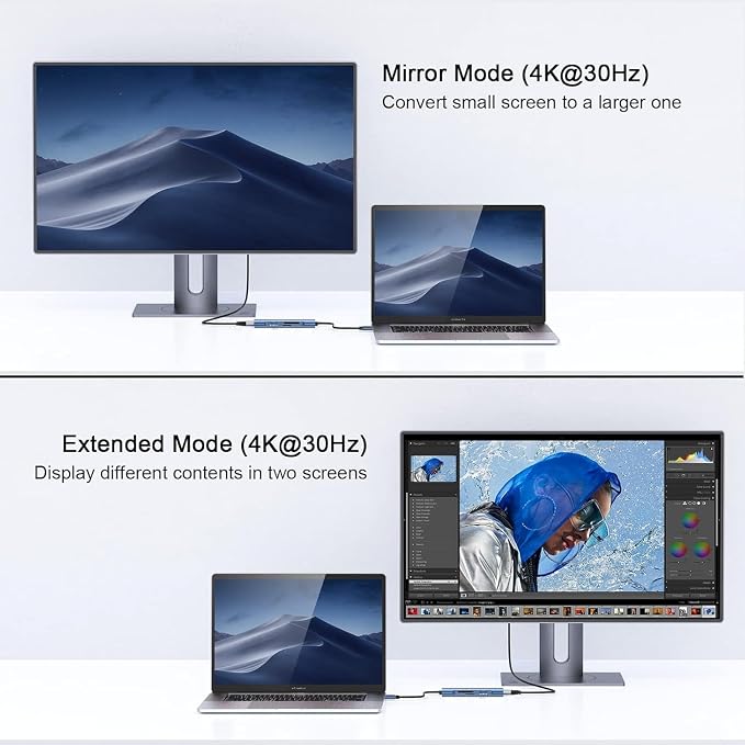 USB C Hub, QGeeM USB 4k to HDMI Adapter, 7 in 1 USB-C Dongle - Image 3