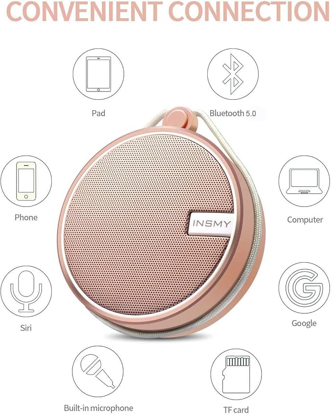 INSMY C12 IPX7 Waterproof Shower Bluetooth Speaker, Portable Small Speaker - Image 6