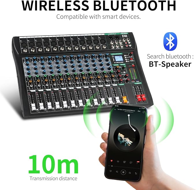 XTUGA 12 Channel Audio Mixer Sound Board Mixing Console, Audio Interface PC USB - Image 4