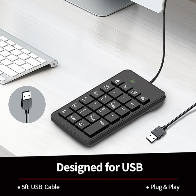 Wired Number Pad, USB Numpad 23 Key Numeric Keypad Financial Accounting - Image 4