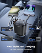 Retractable Car Charger, SUPERONE 69W Car Phone Charger - Image 4