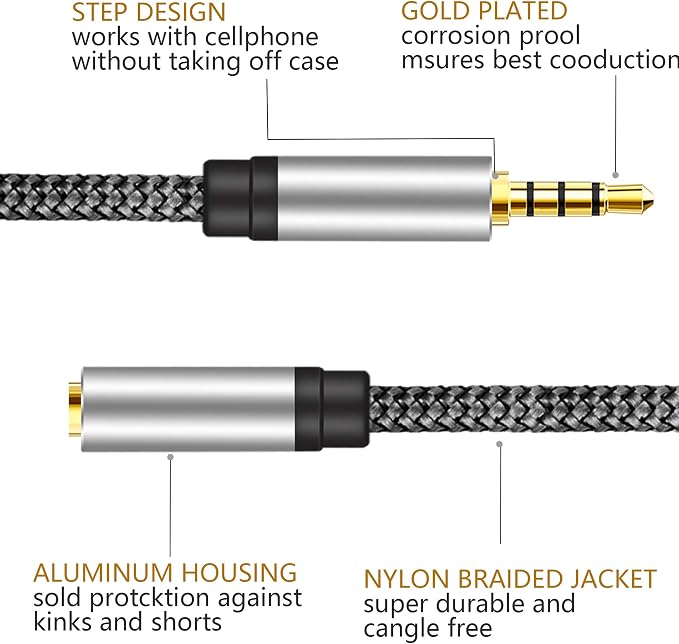 Male to Female Audio Cable 3Ft, Tan QY Male to Female - Image 6