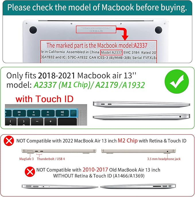 Teryeefi Compatible with 2020 MacBook Air 13 inch Case 2021 2019 Model M1 A2337 - Image 2