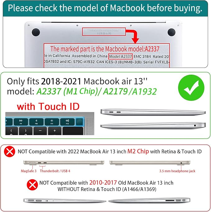 Teryeefi Compatible with 2018 2019 2020 MacBook Air 13 inch Case M1 Chip A2337 - Image 2