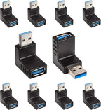 Cmple - [10 Pack 90 Degree USB 3.0 Male to Female Adapter Up Right Angle USB A by Cmple
