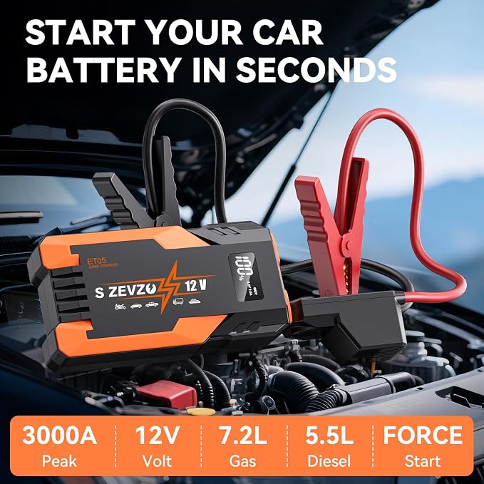 S ZEVZO ET05 Jump Starter 3000A Portable Car Jump Starter Battery Pack - Image 2