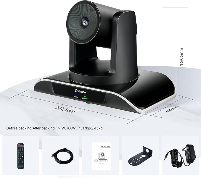 Tenveo PTZ Conference Camera 3X Optical Zoom FHD 1080P 60FPS, 114° Wide View - Image 7