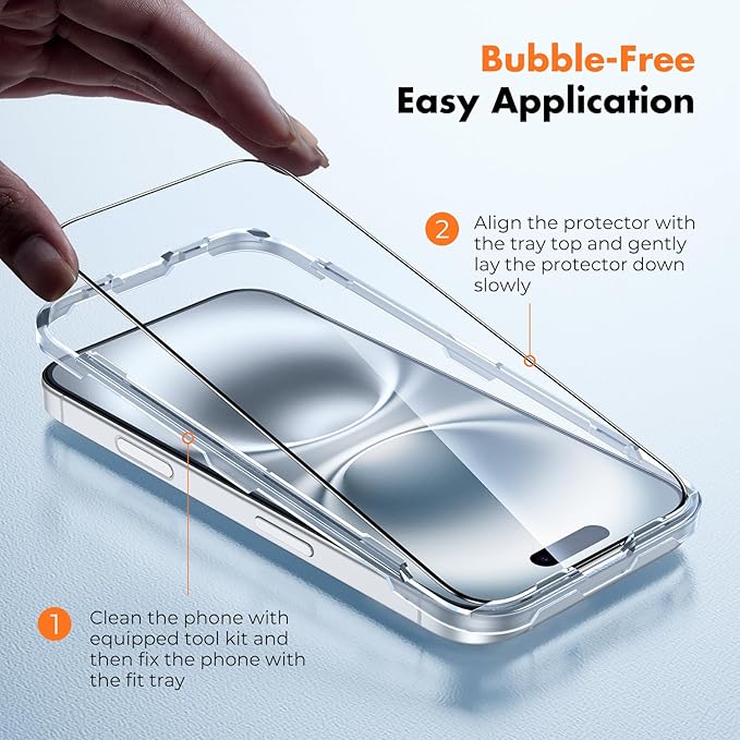 UNBREAKcable Screen Protector for iPhone 16 Plus/15 Plus Full Coverage Double - Image 3