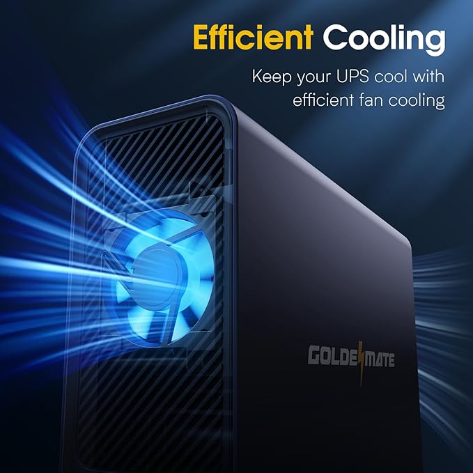 GOLDENMATE 1000VA/600W Lithium UPS Battery Backup and Surge Protector, Sinewave - Image 9