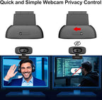 USB Webcam with Privacy Cover & Noise Canceling Microphone, Works with Zoom - Image 5