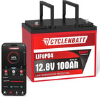 12V 100Ah LiFePO4 Battery with Bluetooth, 12V Lithium Battery Built in 100A BMS by CYCLENBATT