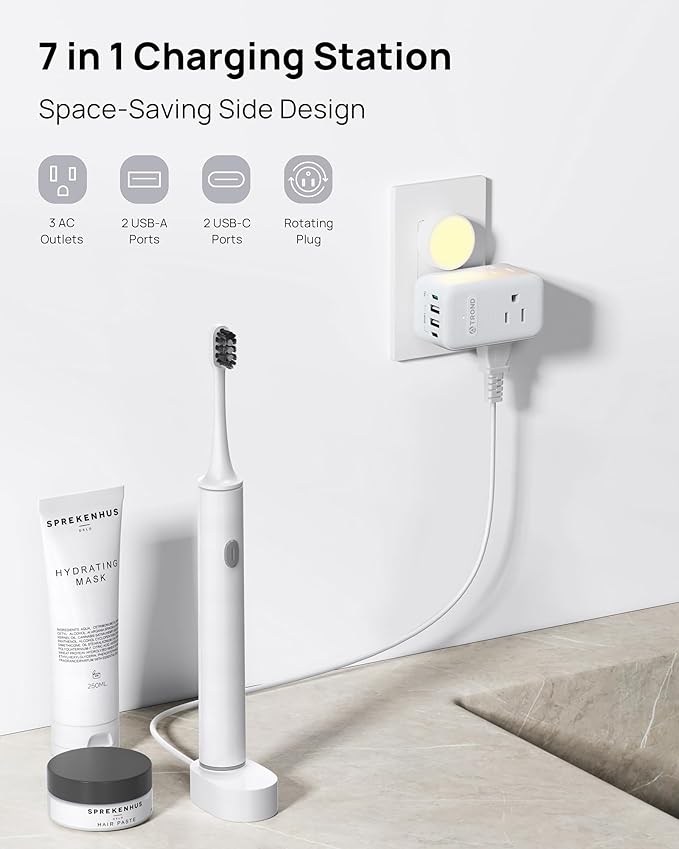 TROND Outlet Extender with 360 Rotating Plug, 3 AC Outlet Splitter with PD 20W - Image 2