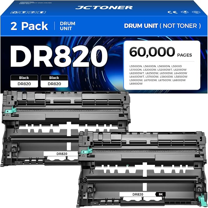 DR820 Drum Unit 2-Pack Replacement by JCTONER