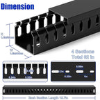 63in Professional Server Rack Cable Management Raceway, H1.4 x W1.6in Cable - Image 2