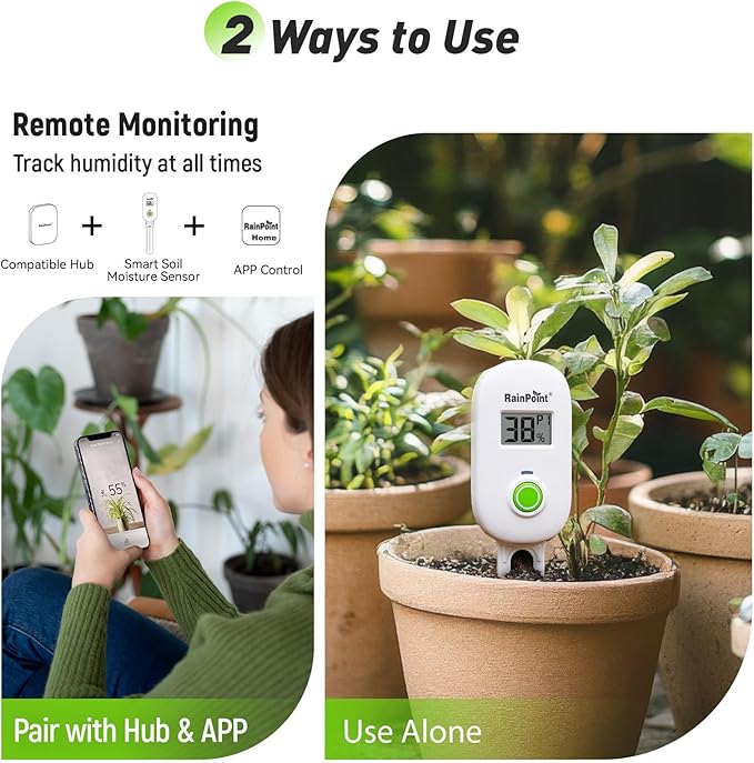 RAINPOINT Smart Digital Wireless Plant Moisture Meter Houseplant Indoor - Image 6