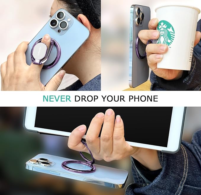 Magnetic Phone Ring Holder, Double Adjustable Phone Grip and Stand Compatible - Image 4