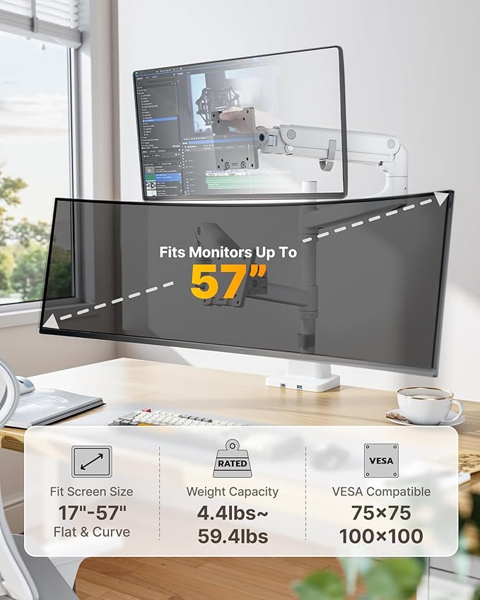 monTEK 17-57 Inch Dual Ultrawide Monitor Arm - Image 2