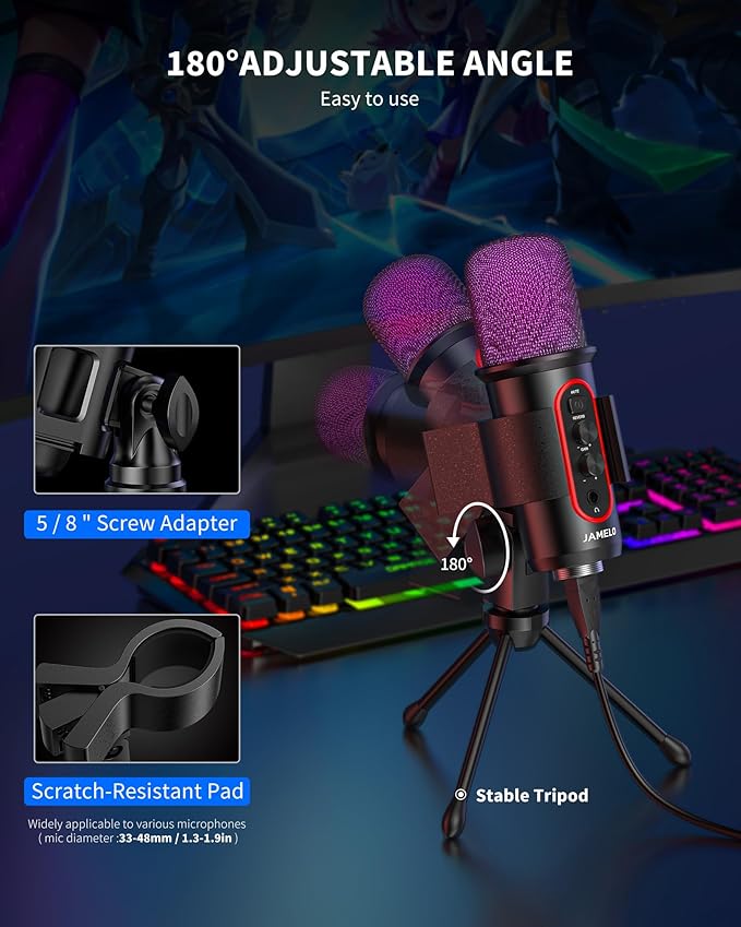 Gaming Microphone, USB Computer Condenser Mic - Image 6