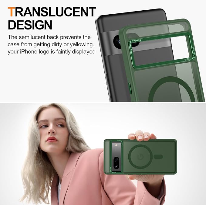 Magnetic for Google Pixel 7 Case, Shockproof Slim Translucent Matte Anti-Slip - Image 4