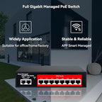 STEAMEMO 10-Port Gigabit Managed PoE Switch, 8 PoE+ Ports@120W, 2 Uplink Ports - Image 9
