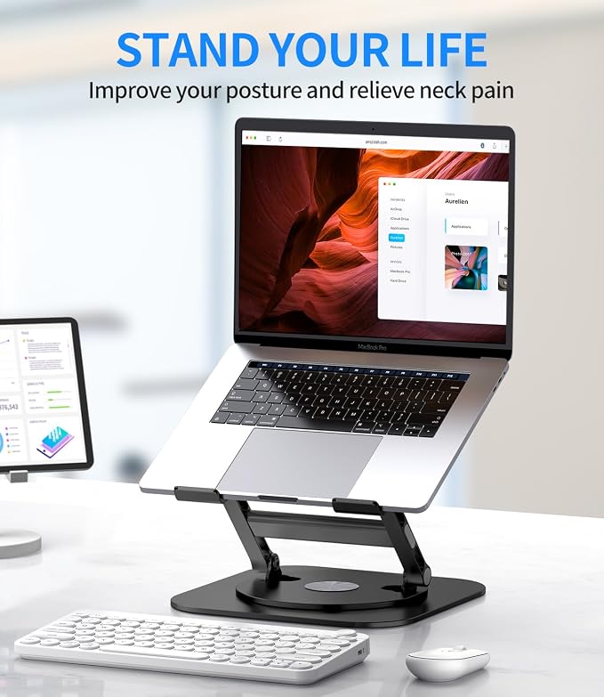 Adjustable Laptop Stand with 360 Rotating Base, Stable Computer Stand - Image 7