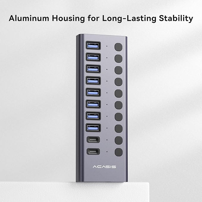 ACASIS 10 Ports 60W USB C 3.2 Hub, 10Gpbs Data Transfer, 20V/3A Power Adapter - Image 5